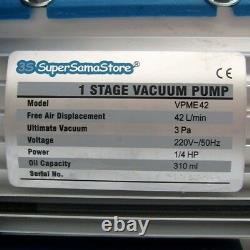 3S VACUUM PUMP with PRESSURE GAUGE SOLENOID VALVE 1.5 CFM 42 L/MIN REFRIGERATION