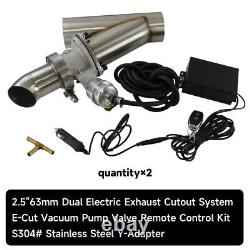 3 / 76mm Vacuum Exhaust Cutout E-Cut Electric Control Valve With Pump Kit x2